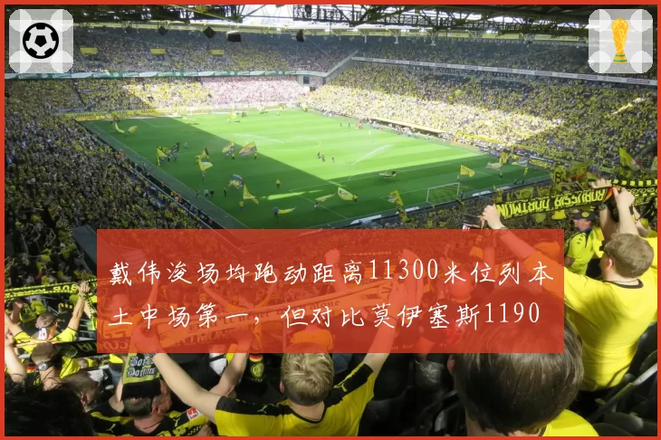 戴伟浚场均跑动距离11300米位列本土中场第一，但对比莫伊塞斯11900米仍有差距